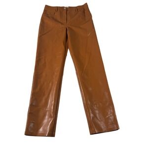 Wilfred Melina Faux Leather Pants Women 12 Cognac Brown‎ High Waist Straight Leg